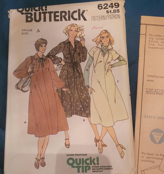 summer dresses stitching designs Vintage Boho Summer Dress Sewing Pattern, Butterick 6249 Sizes 8 10 12,  Loose Flowy Dress, Raglan Sleeves, Elastic Waistband Pregnancy Dress