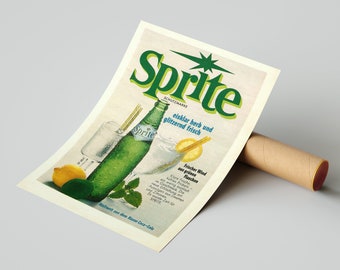 Vintage Sprite Advertising Poster | Retro Soda Pop Art Print