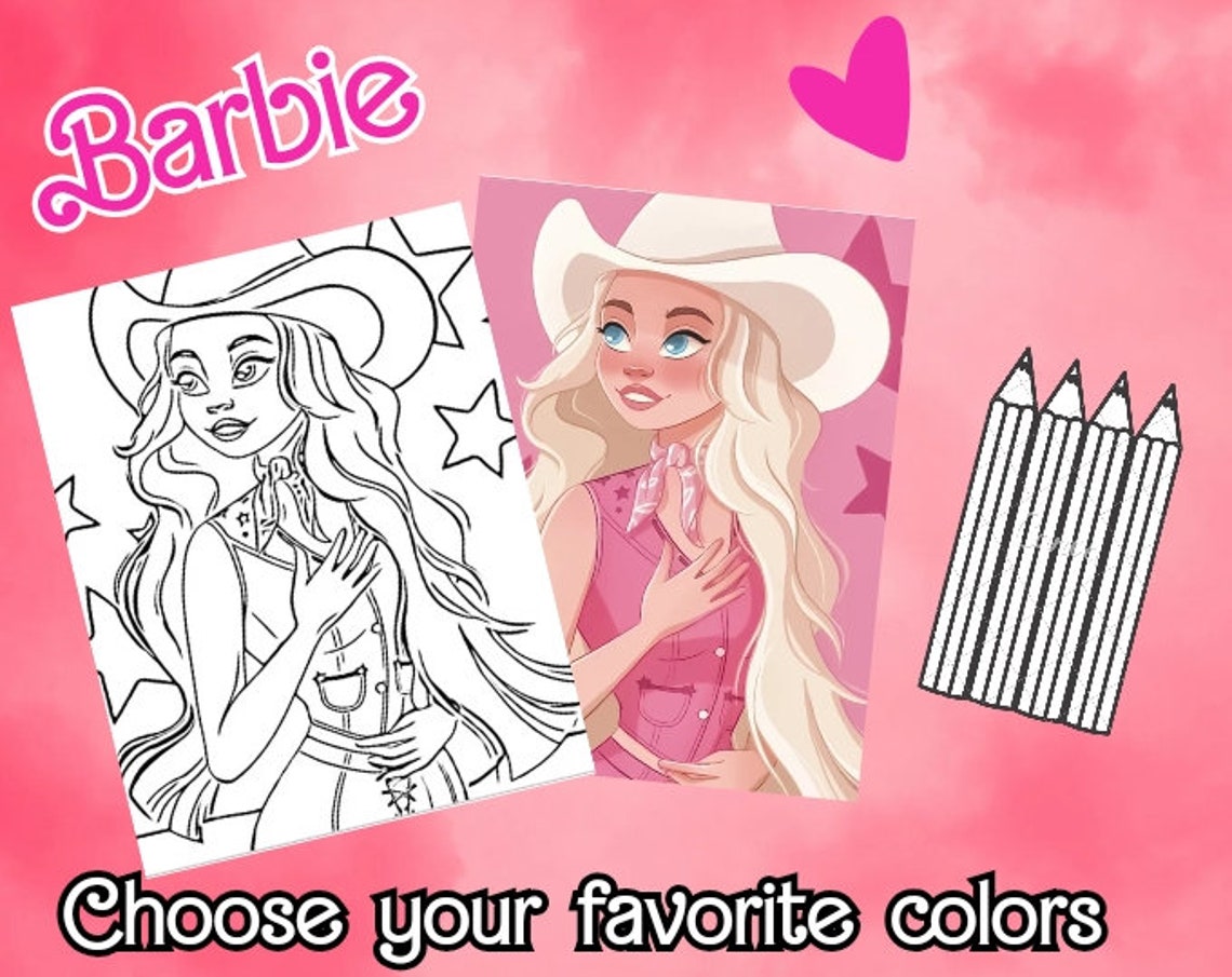 Barbie Coloring Pages Printable Coloring Pages PDF Printable Barbie Etsy