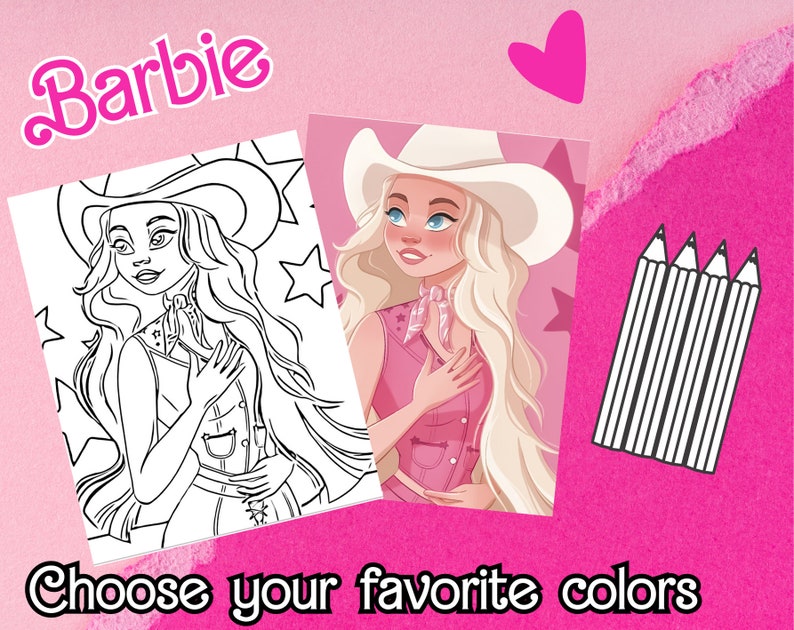 Coloring Book Barbie Coloring Pages Barbie Printable Etsy