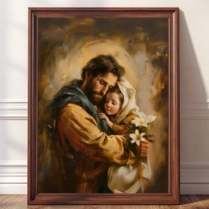 St Joseph Wandkunst, Katholischer Kunstdruck, St Joseph Druck, Heilige Familie Kunst, Katholisches Weihnachtsgeschenk, St Joseph Ikone, Katholischer Druck