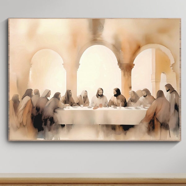 Traditional Catholic art, The Last Supper, Christian Art Prints, Bible Story Art, Modern Christian home, Modern Catholic Art