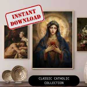 Immaculate Heart of the Virgin Mary digital file, Virgin Mary Art, Renaissance style art, traditional catholic art, Mary mother of God