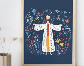 Jesus Christ Nursery Print: Scandinavian Catholic Art