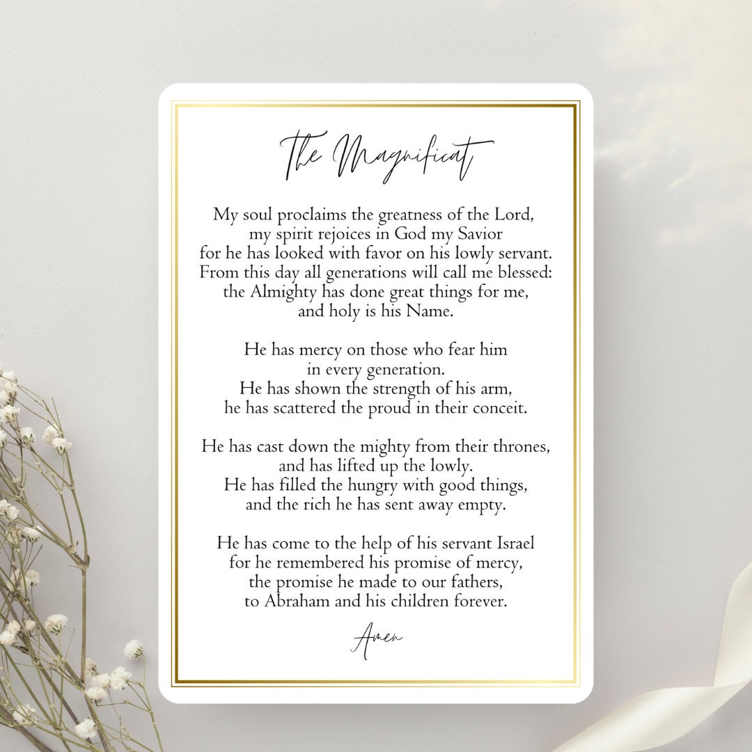 Laminated Prayer Card the Magnificat Prayer, Catholic Prayer Card ...