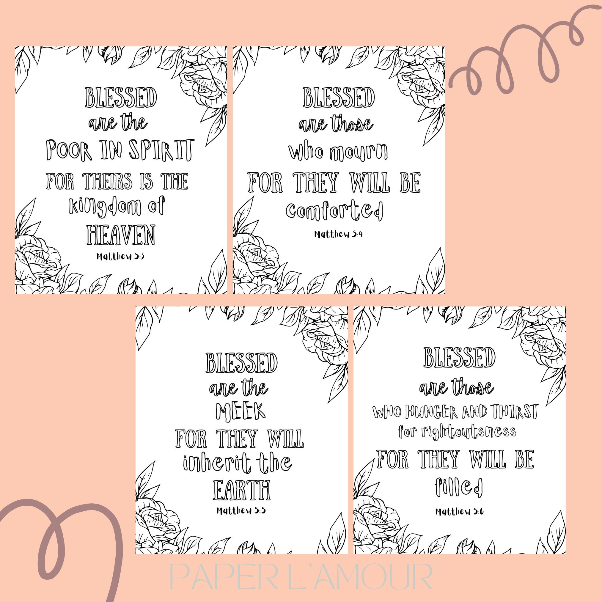 Beatitudes Coloring Page for Adults and Children Printable - Etsy