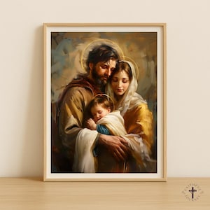 Holy Family Art Print, Traditional Renaissance Christian Art, Catholic art, Holy family, Christian home, Nativity scene, Mary and Joseph