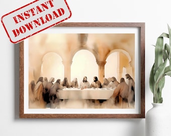The Last Supper Watercolor Art Print: Modern Christian Home Decor (Digital Download)