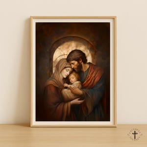 Traditional Holy Family Art, Vintage Catholic Nativity Scene, Nativity, Holy Family, Catholic art, Christian Art, Gift for catholics, framed