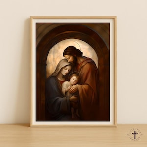 Framed Holy Family Art, Vintage Catholic Nativity Scene, Nativity, Holy Family, Catholic art, Christian Art, Gift for catholics, Virgin mary