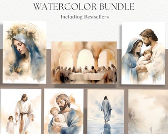 Divine Bundle: Virgin Mary, Holy Family, and Jesus with Child, Holy family art, Catholic home decor, Virgin Mary artwork, Jesus art