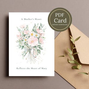 Afdrukbare katholieke Moederdagkaart, Digitale download, Heilige Moeder Maria, Katholieke Moederdag, Marian Moederdagkaart