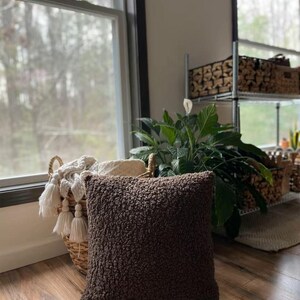 Teddy Bouclé Throw Pillow Cover | Cozy Plush Cushion for Bed, Sofa & Couch | Warm Minimal Home Decor | 18x18 inches image 4