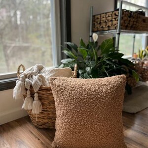 Teddy Bouclé Throw Pillow Cover | Cozy Plush Cushion for Bed, Sofa & Couch | Warm Minimal Home Decor | 18x18 inches image 6