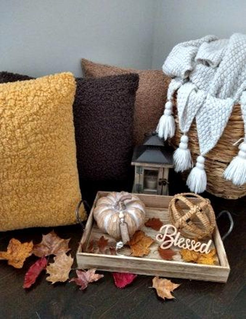 Teddy Bouclé Throw Pillow Cover | Cozy Plush Cushion for Bed, Sofa & Couch | Warm Minimal Home Decor | 18x18 inches image 3