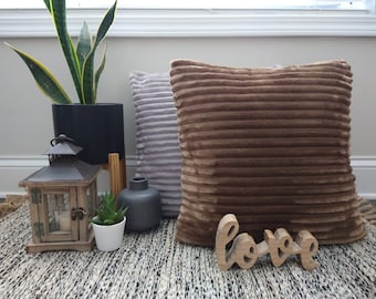 Plush Velvet Throw Pillow Cover | Bronze or Silver Accent Cushion | Soft Luxury Cozy Elegant Home Decor | 18x18 Inches
