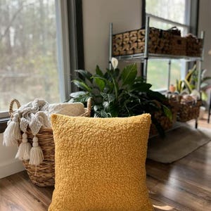Teddy Bouclé Throw Pillow Cover | Cozy Plush Cushion for Bed, Sofa & Couch | Warm Minimal Home Decor | 18x18 inches image 2
