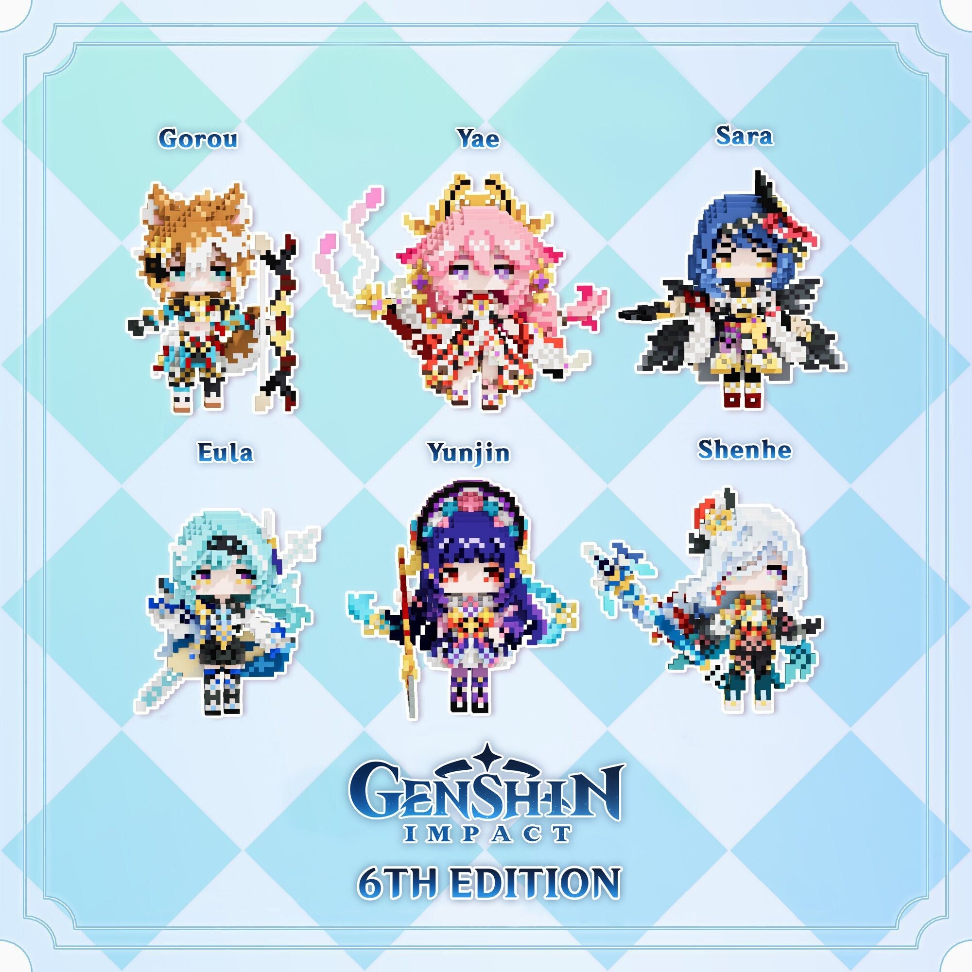 Genshin Impact 6th Edition Gorou Yae Sara Eula Yunjin Shenhe DIGITAL 3D