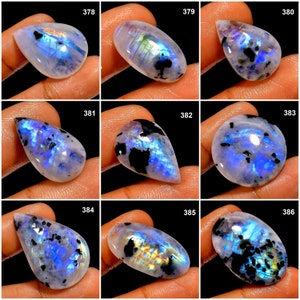 Rainbow Moonstone With Tourmaline Amazing 100% Natural Gemstone Cabochon, Full Fire Rainbow Moonstone With Tourmaline, Jewelry Making Stone