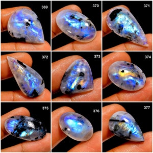 Rainbow Moonstone With Tourmaline Amazing 100% Natural Gemstone Cabochon, Full Fire Rainbow Moonstone With Tourmaline, Jewelry Making Stone