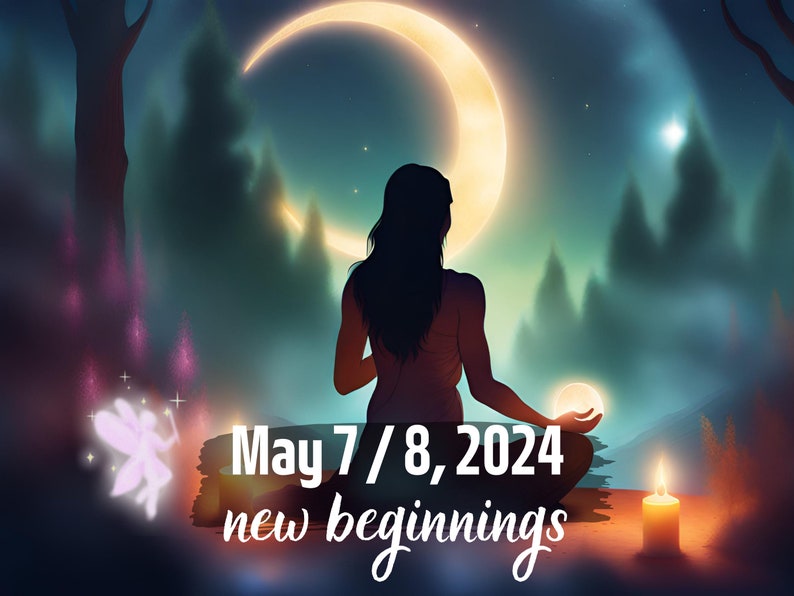 Custom NEW MOON ritual May 7 / 8 2024, May ceremony for new beginnings & intense energy cleanse, Energetic protection shield zdjęcie 1