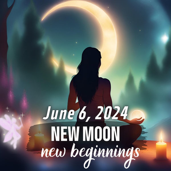 Custom NEW MOON ritual - June 6 2024, June ceremony for new beginnings & intense energy cleanse enhanced by lunar energy, Luna magic