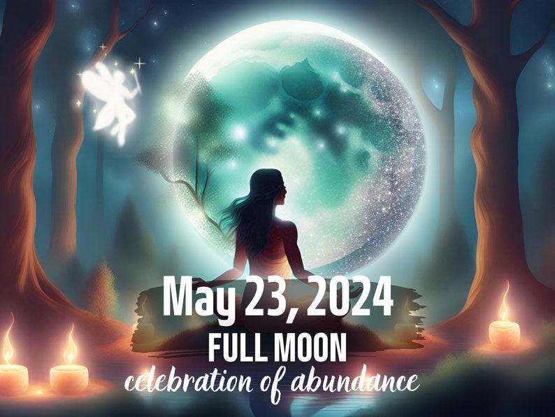 Custom FULL MOON ritual May 23rd 2024, Ceremony for abundance & celebration of blessings, Manifest love, money, success, Glow up Luna image 1