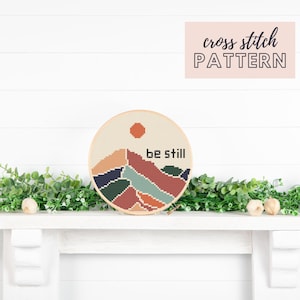 Be Still Modern Bible Scripture Cross Stitch Pattern Digital Download