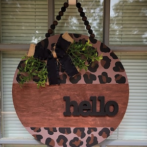 Leopard print door hanger, Door Hanger, House warming gift, Farmhouse Decor, Gifts for Her, Indoor Decor, Outdoor Decor,