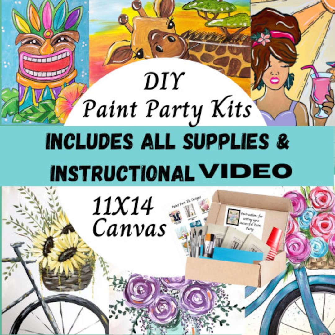 Paint Party Kits for All Occasions, Paint and Sip DIY, Party Kits for  Birthdays, DIY Paint Party Kits, Host Party Kits, Comes With a Video. 