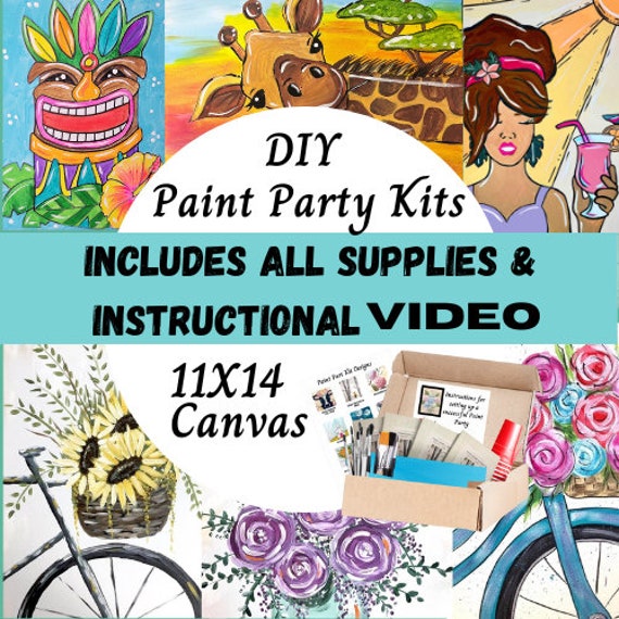 PAINT & SIP PARTY Kits for Adults Complete With All Supplies Included 