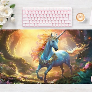 Desk pad Unicorn Horse Forest Fantasy, Mouse pad, Mouse mat, Extra Large, Laptop Mat, Gaming Setup, Trendy Workspace, Desk Accessory Decor