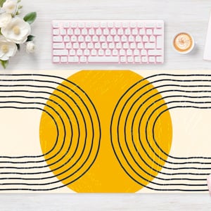 Desk pad Nineties Yellow, Mouse pad, Mouse mat, Extra Large, Laptop Mat, Gaming Setup, Trendy Workspace, Desk Accessory Decor