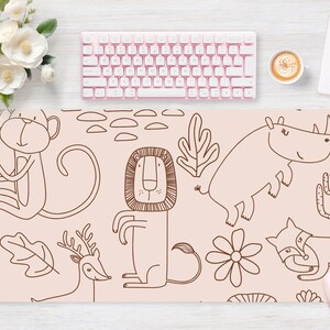 Desk pad Animal Beige, Mouse pad, Mouse mat, Extra Large, Laptop Mat, Gaming Setup, Trendy Workspace, Desk Accessory Decor