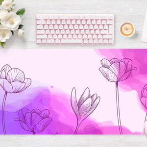Schreibtischunterlage Aquarell Lila, Mauspad, Mausmatte, Extra Groß, Laptop Matte, Gaming Einrichtung, Trendy Arbeitsplatz, Schreibtisch Accessoire Dekor, erweitert