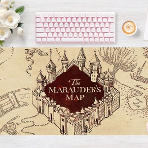 Marauders Map Schreibtischmatte, Mauspad, Mausmatte, Extra Groß, Laptop Matte, Gaming Einrichtung, Trendiger Arbeitsplatz, Schreibtisch Accessoire Dekor