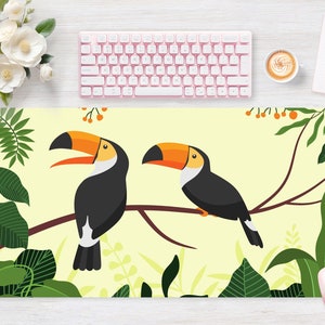 Desk pad Toucan Bird, Mouse pad, Mouse mat, Extra Large, Laptop Mat, Gaming Setup, Trendy Workspace, Desk Accessory Decor