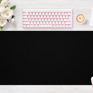 Desk pad Black Solid, Mouse pad, Mouse mat, Extra Large, Laptop Mat, Gaming Setup, Trendy Workspace, Desk Accessory Decor