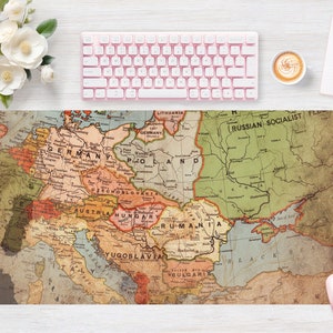 Alfombrilla de escritorio con mapa antiguo del mundo, alfombrilla para ratón, alfombrilla para ratón, extragrande, alfombrilla para portátil, configuración para juegos, espacio de trabajo moderno, decoración de accesorios de escritorio