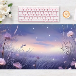 Desk pad Flower Watercolor Nature Night, Mouse pad, Mouse mat, Extra Large, Laptop Mat, Gaming Setup, Trendy Workspace, Desk Accessory Decor