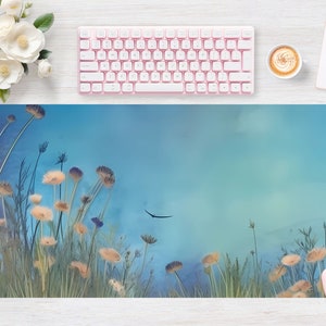 Desk pad Flower Watercolor Nature, Mouse pad, Mouse mat, Extra Large, Laptop Mat, Gaming Setup, Trendy Workspace, Desk Accessory Decor