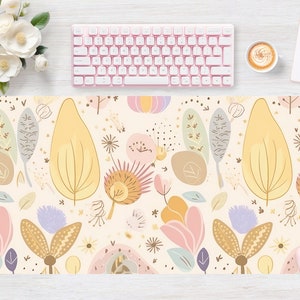 Desk pad Yellow Abstract Natural Botany, Mouse pad, Mouse mat, Extra Large, Laptop Mat, Gaming Setup, Trendy Workspace, Desk Accessory Decor