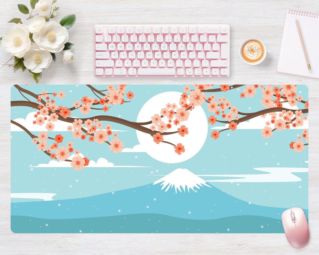 Desk Pad Cherry Flower Mouse Pad, Mouse Mat, Extra Large, Laptop Mat ...