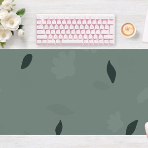 Desk pad Green Sage Leaf, Mouse pad, Mouse mat, Extra Large, Laptop Mat, Gaming Setup, Trendy Workspace, Desk Accessory Decor, Extended