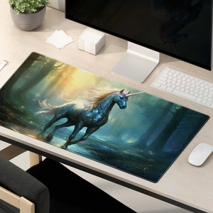 Desk pad Unicorn Horse Forest Fantasy, Mouse pad, Mouse mat, Extra Large, Laptop Mat, Gaming Setup, Trendy Workspace, Desk Accessory Decor