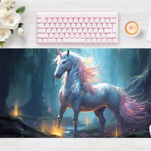 Desk pad Unicorn Horse Forest Fantasy, Mouse pad, Mouse mat, Extra Large, Laptop Mat, Gaming Setup, Trendy Workspace, Desk Accessory Decor