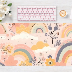 Desk pad Orange Rainbow Sunset Nature, Mouse pad, Mouse mat, Extra Large, Laptop Mat, Gaming Setup, Trendy Workspace, Desk Accessory Decor