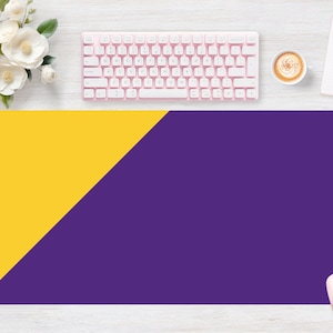 Desk pad Yellow Purple Bicolor, Mouse pad, Mouse mat, Extra Large, Laptop Mat, Gaming Setup, Trendy Workspace, Desk Accessory Decor
