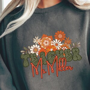 Comfort Colors Sweatshirt Personalized Retro Teacher Name shirt, Custom Teacher Name shirt, Teacher Team Shirt, Teacher Name shirt