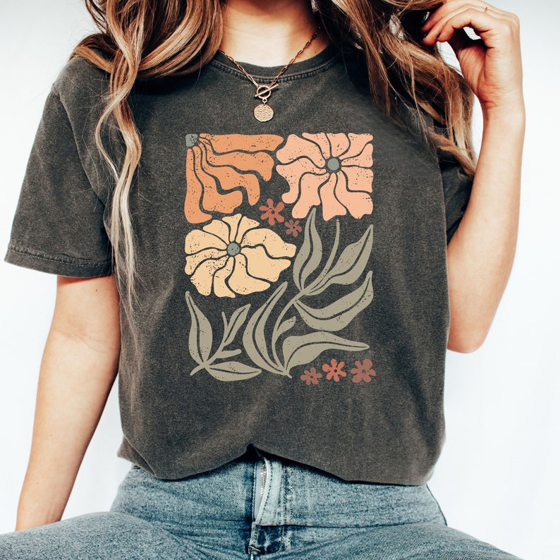 Comfort Colors Wildflower Tshirt With Vintage Art Deco/art Nouveau ...